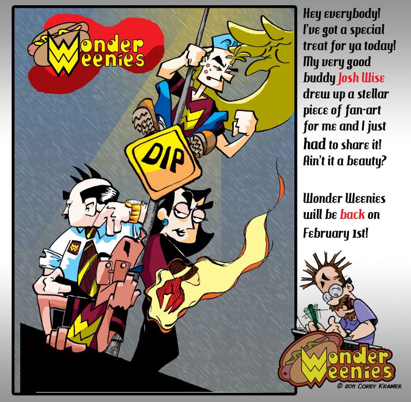 Wonder Weenies :: Wonder Weenies will be back on February 1st! Enjoy this pin-up by my good pal Josh Wise!